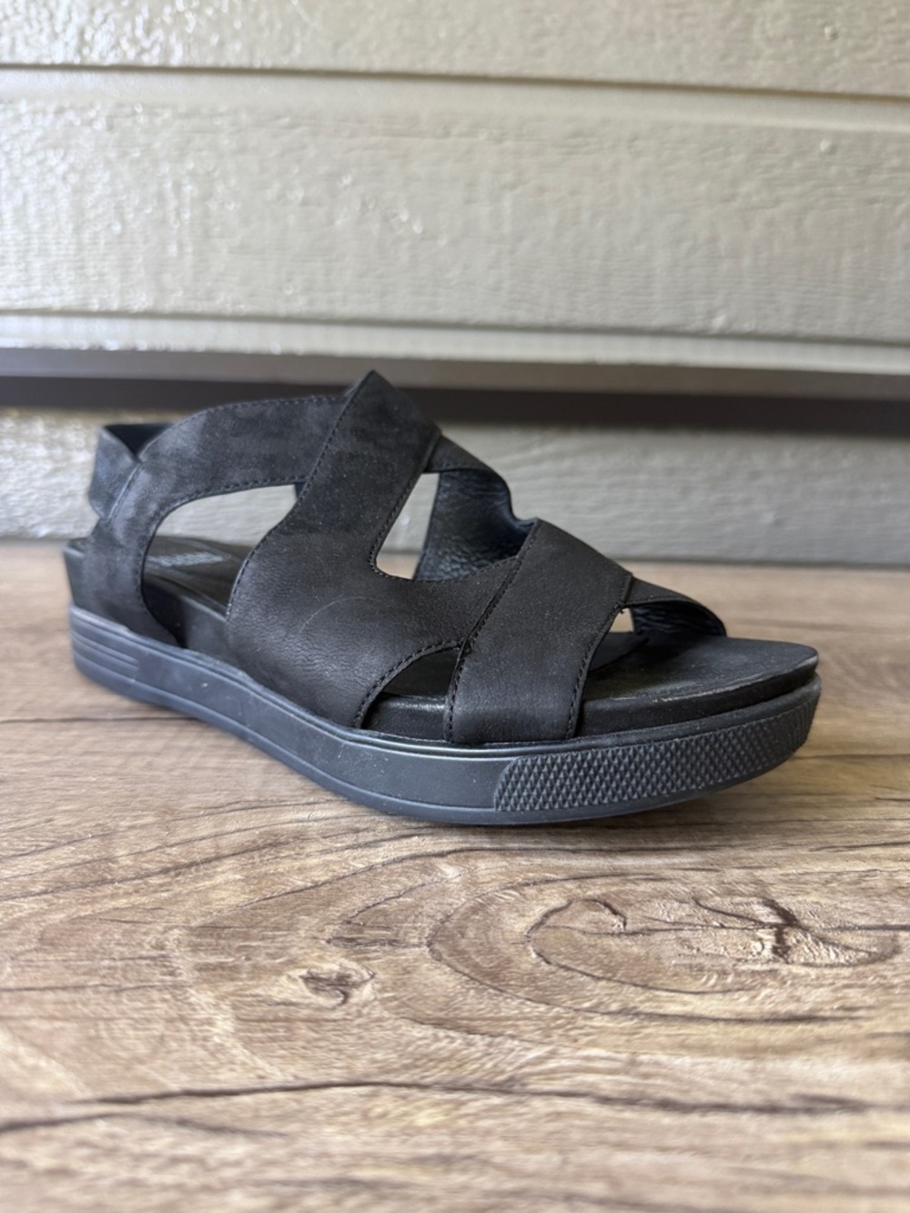EILEEN FISHER Women’s Black Suede Platform Slingback Sandals size 8